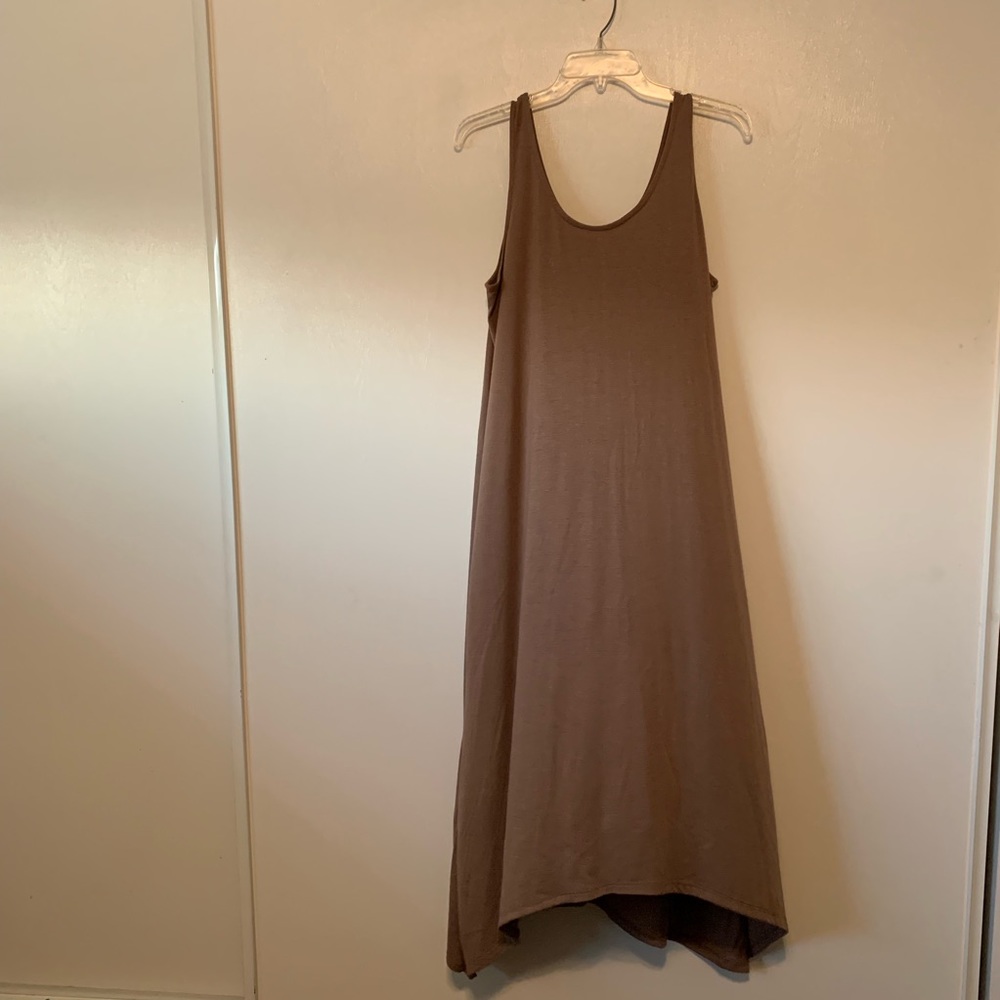 F21 asymmetrical taupe dress (L)